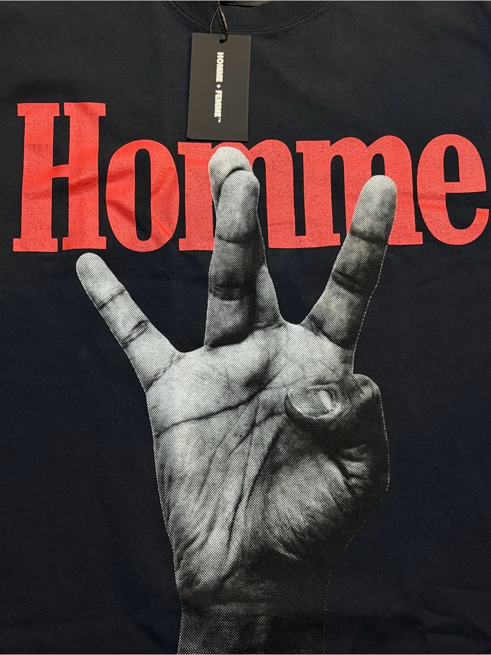 Homme Printed Short Sleeve Tee - Black with Red Graphic